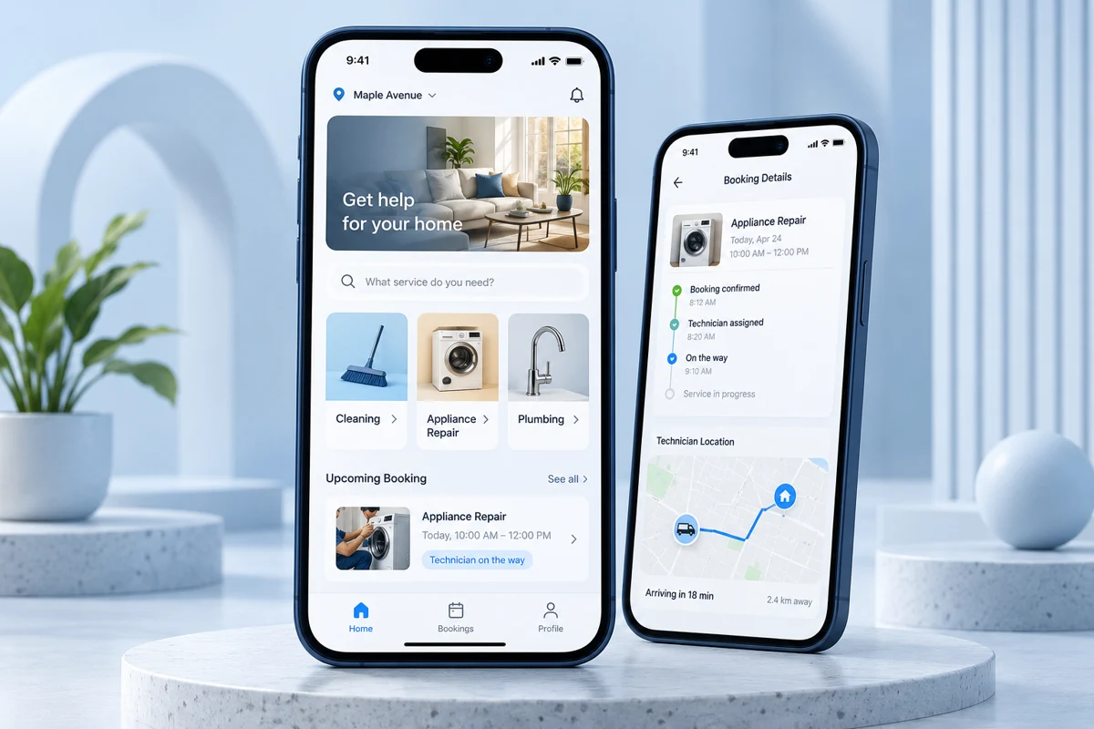 Concept cover: Home Services Booking App — software project by Yabesh